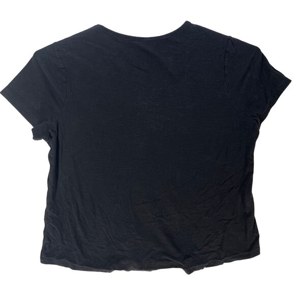 Faded Glory Shirt Plus 2X Black Embroidered Neckline Short Sleeves Cotton Boho - Picture 3 of 6